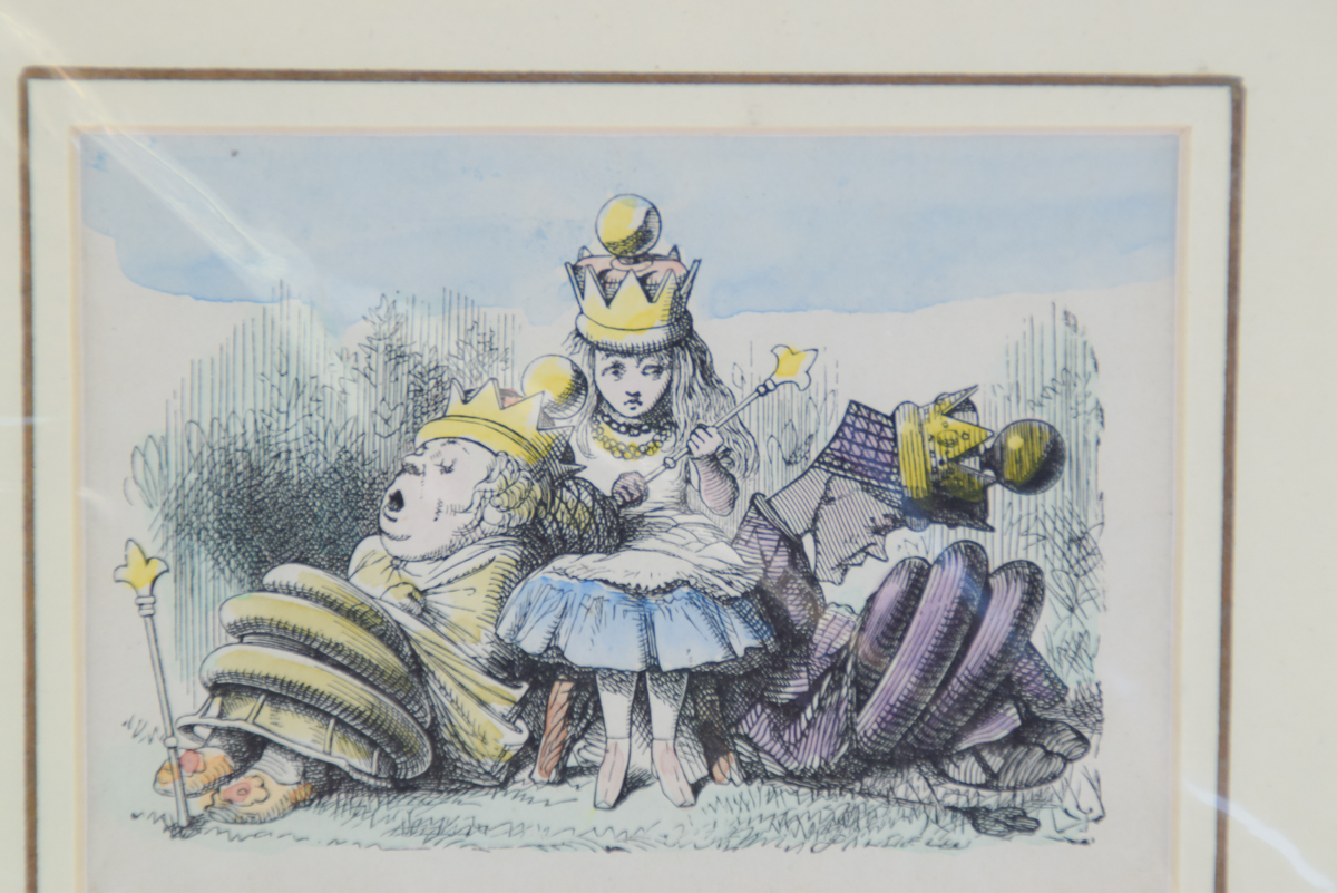 Two Antique Hand-Colored "Alice's Adventures in Wonderland" Bookplates