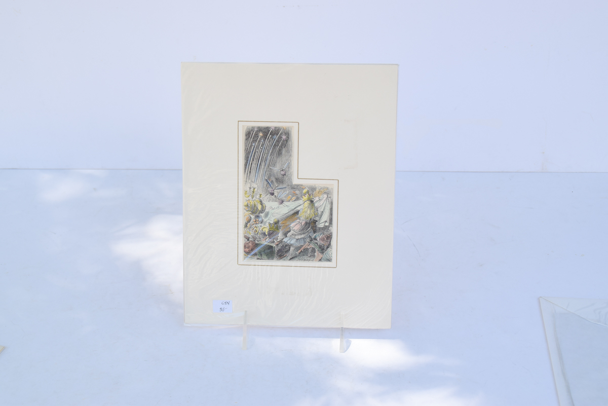 Two Antique Hand-Colored "Alice's Adventures in Wonderland" Bookplates