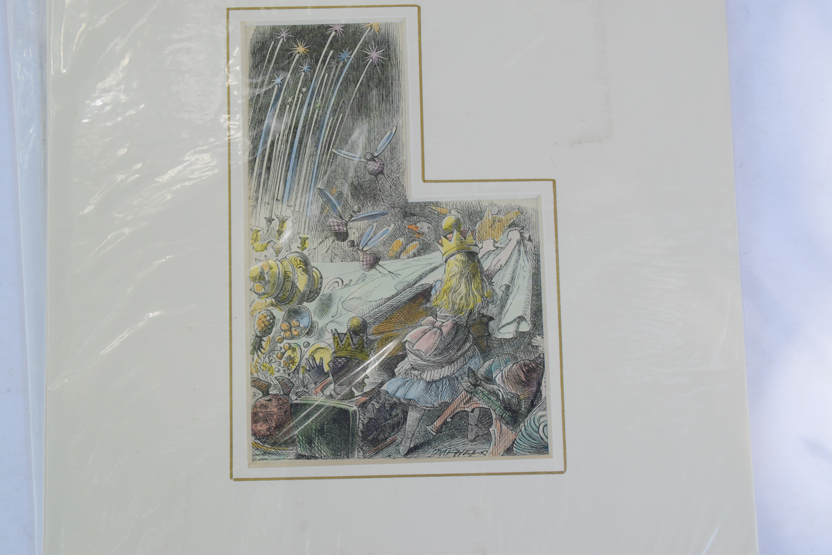 Two Antique Hand-Colored "Alice's Adventures in Wonderland" Bookplates