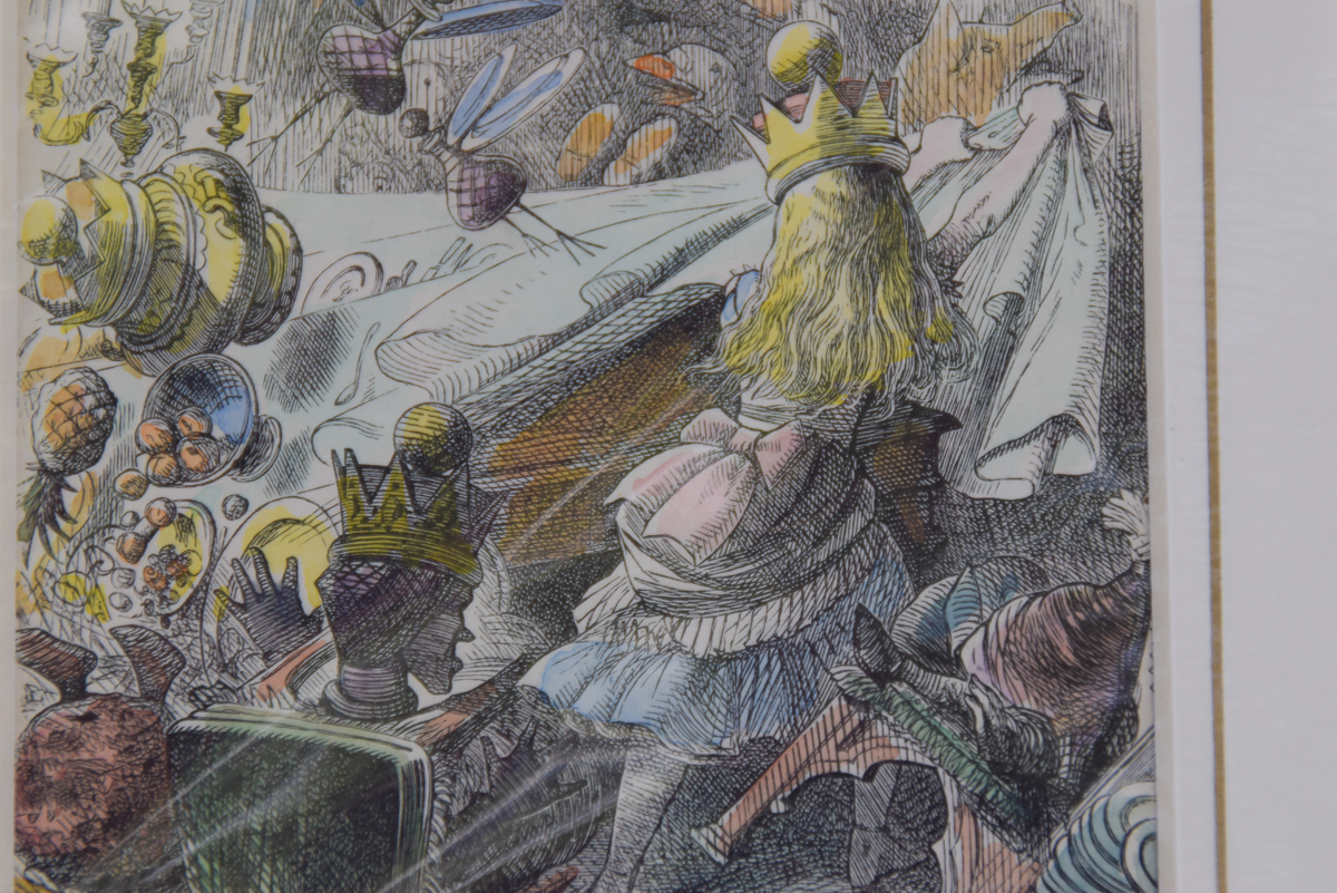 Two Antique Hand-Colored "Alice's Adventures in Wonderland" Bookplates