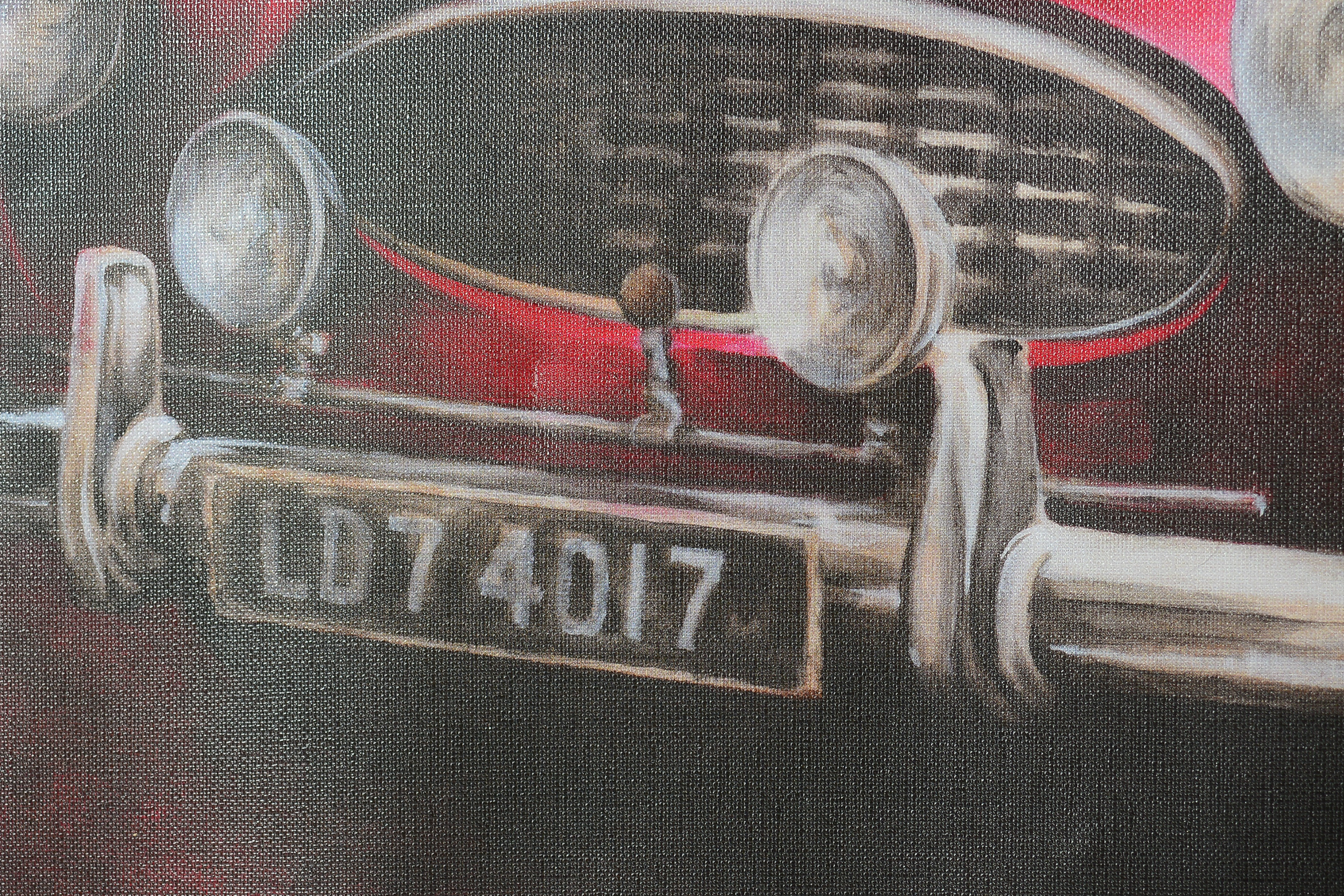 1962 MG Midget Offset Lithograph on Canvas