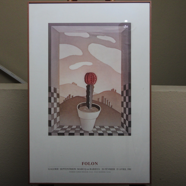 Framed Jean-Michel Folon Exhibition Poster Print
