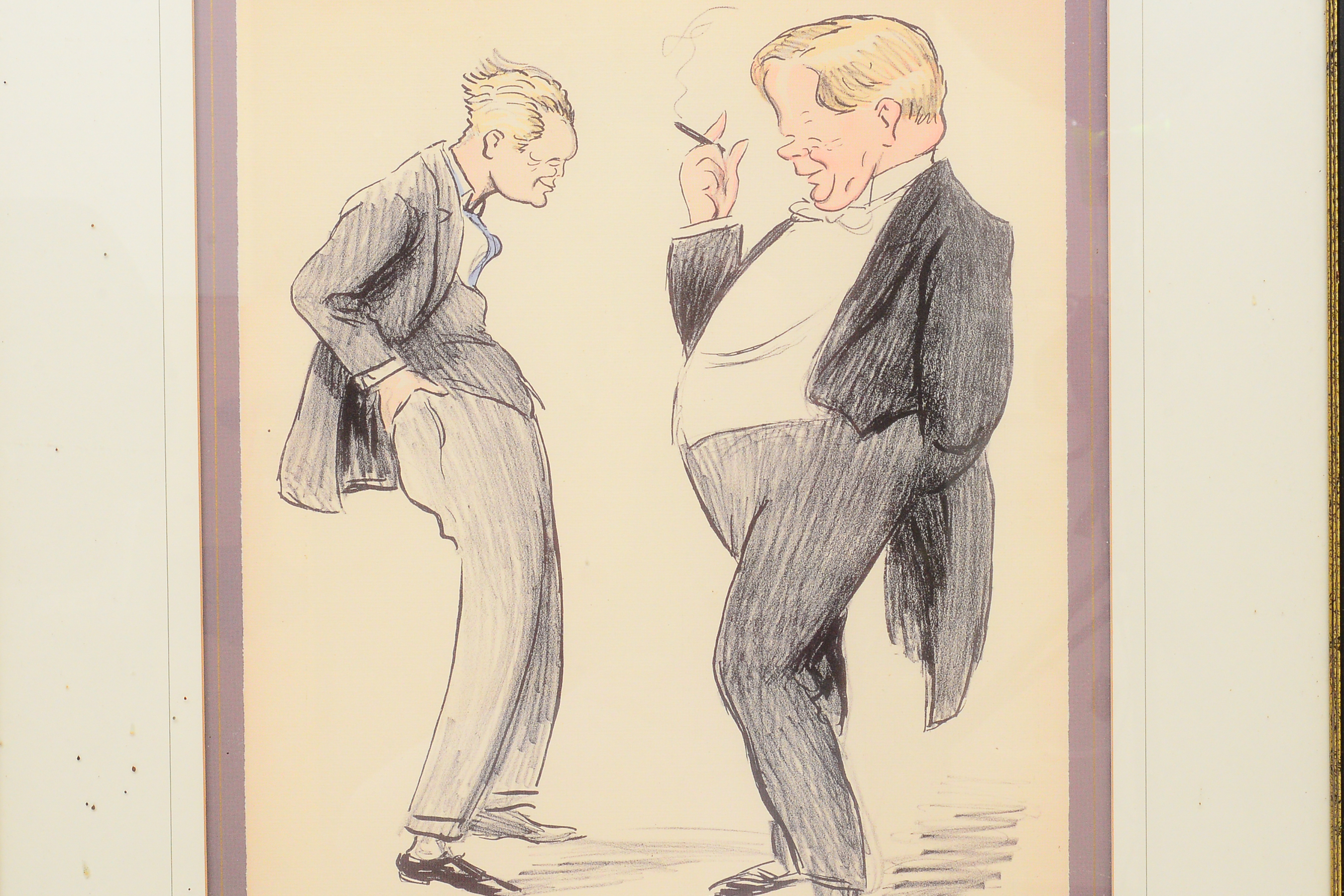 Large Framed Drawing of Men in Suits