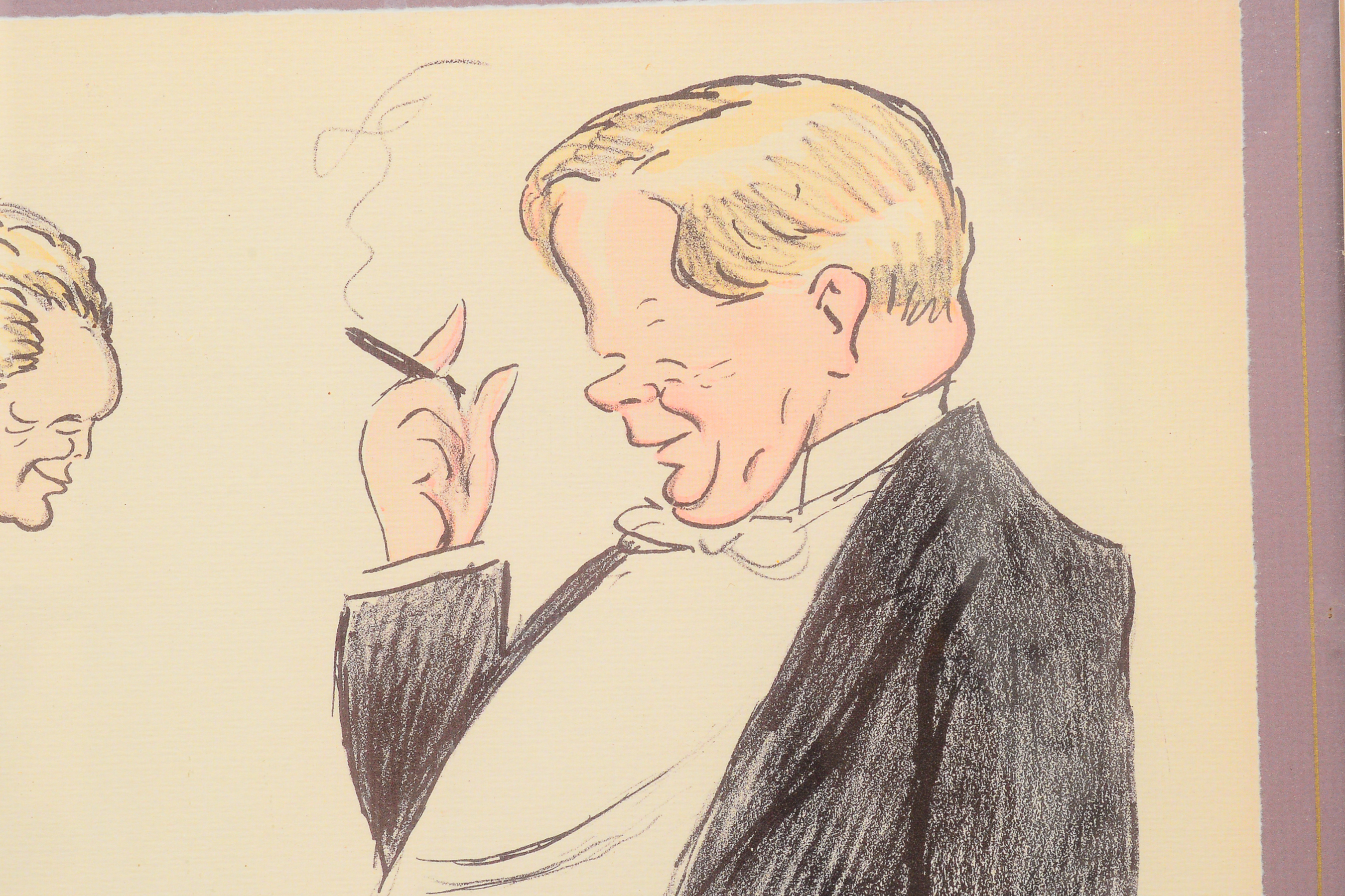 Large Framed Drawing of Men in Suits