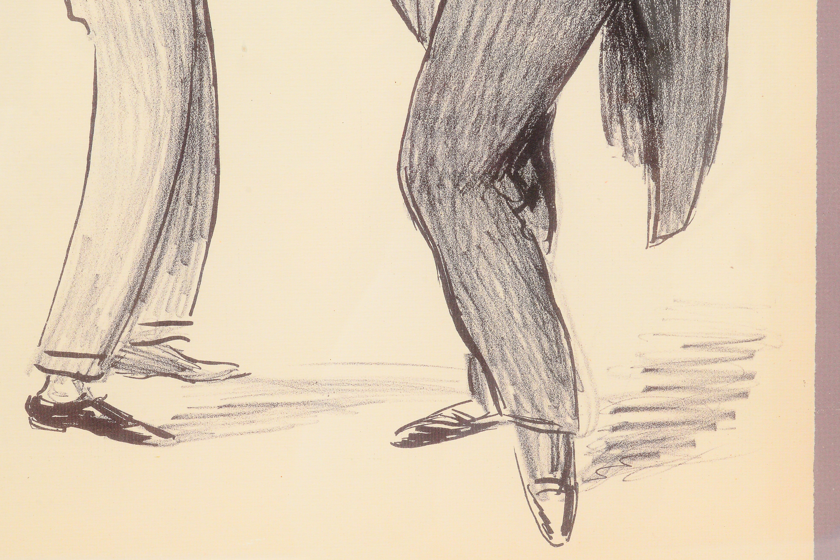 Large Framed Drawing of Men in Suits