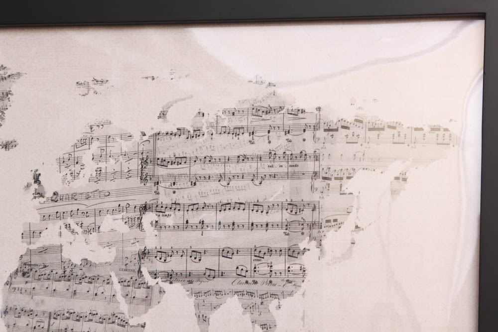 Framed Music Note World Map Print