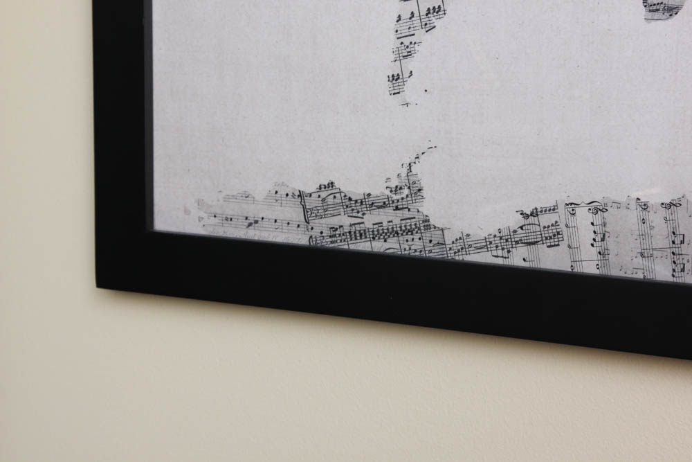 Framed Music Note World Map Print