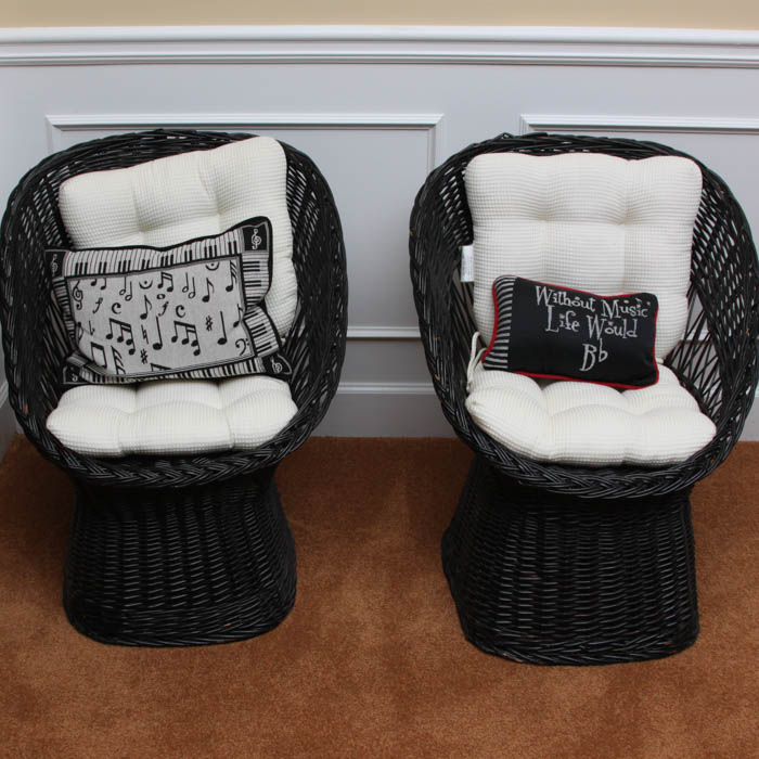 Pair of Black Rattan Chairs