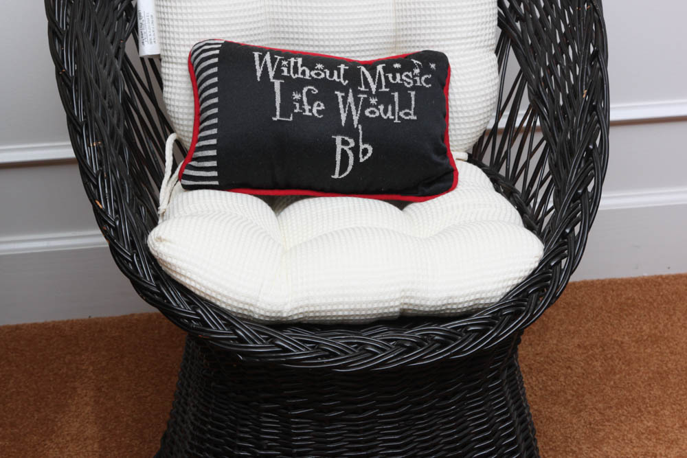 Pair of Black Rattan Chairs