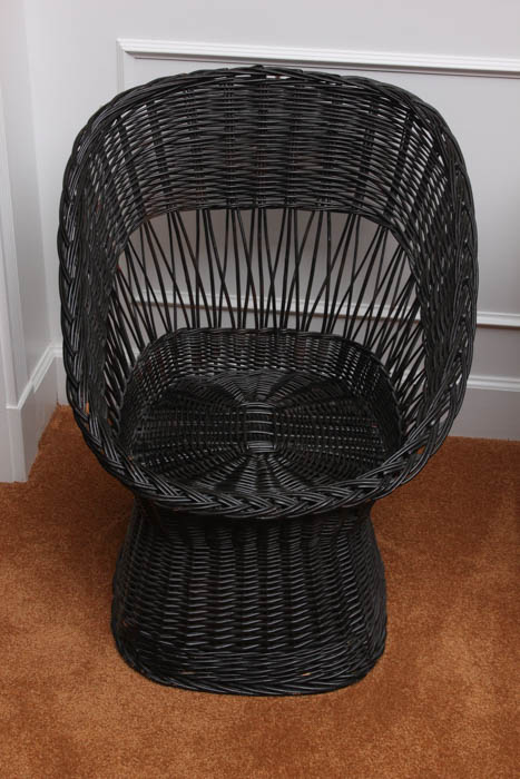 Pair of Black Rattan Chairs