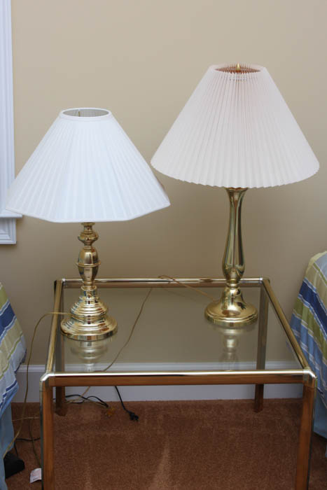 Pair of Gold Tone Metal Lamps