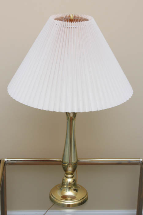 Pair of Gold Tone Metal Lamps