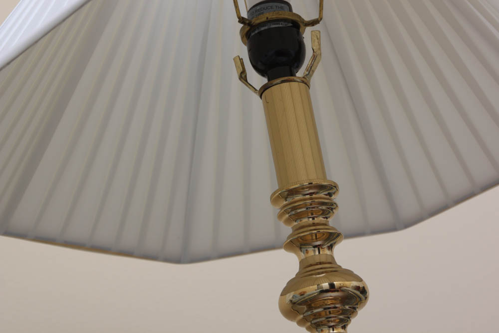 Pair of Gold Tone Metal Lamps