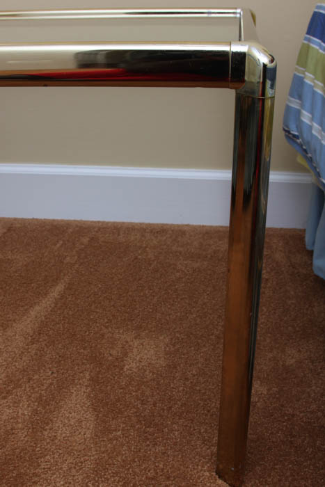 Gold Tone Glass Side Table