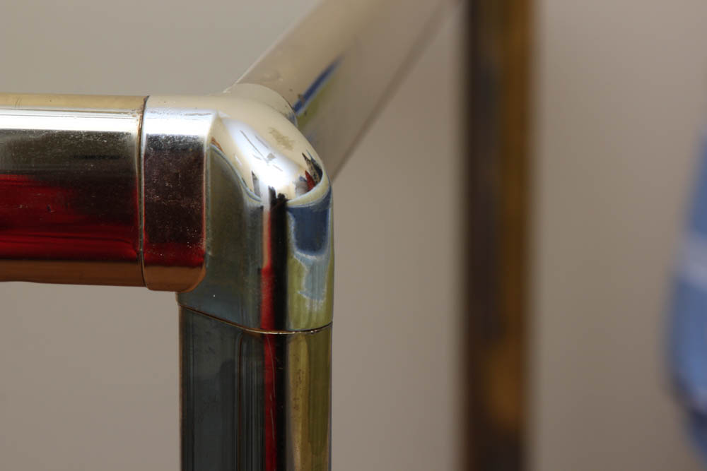 Gold Tone Glass Side Table