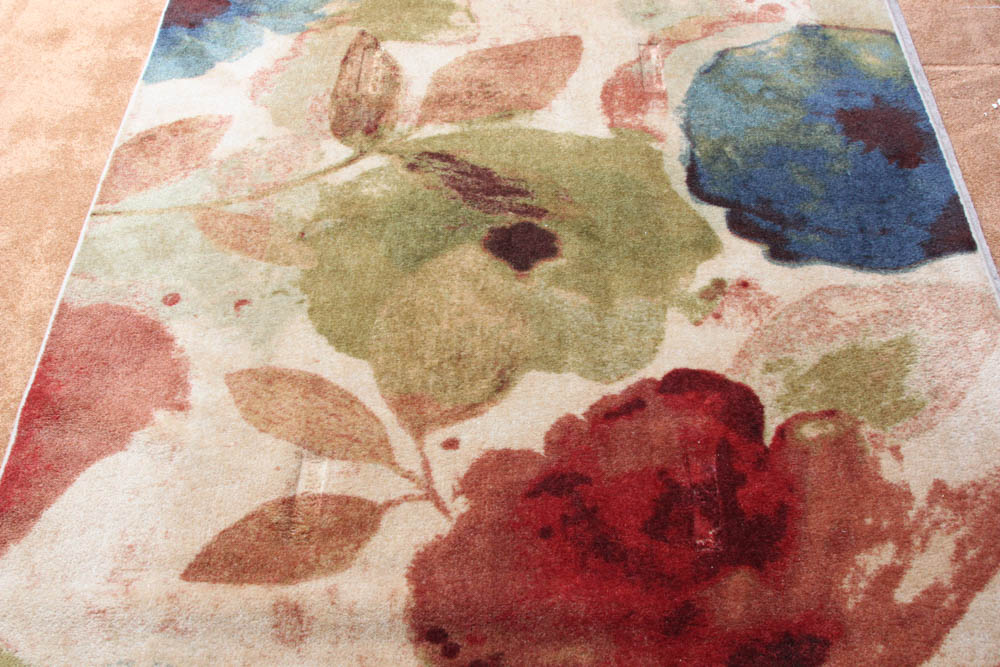 Machine Made "Watercolor Floral" Area Rug