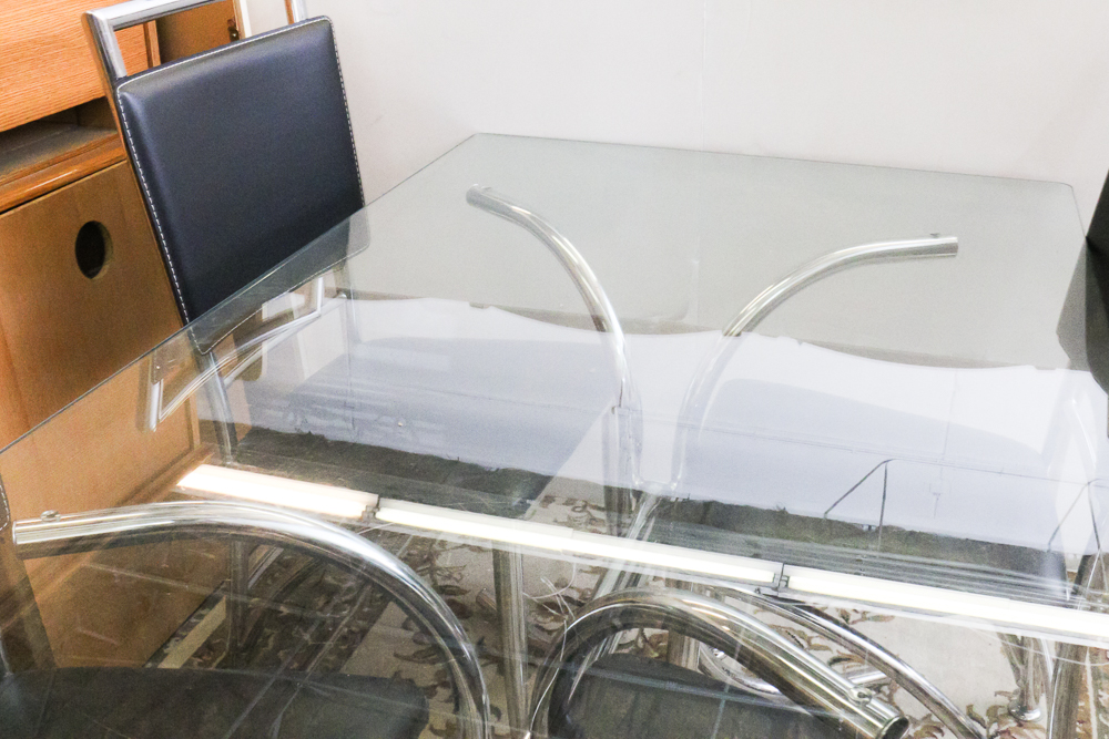 Glass Top Dining Table with Chairs