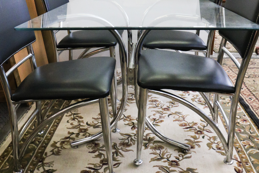 Glass Top Dining Table with Chairs