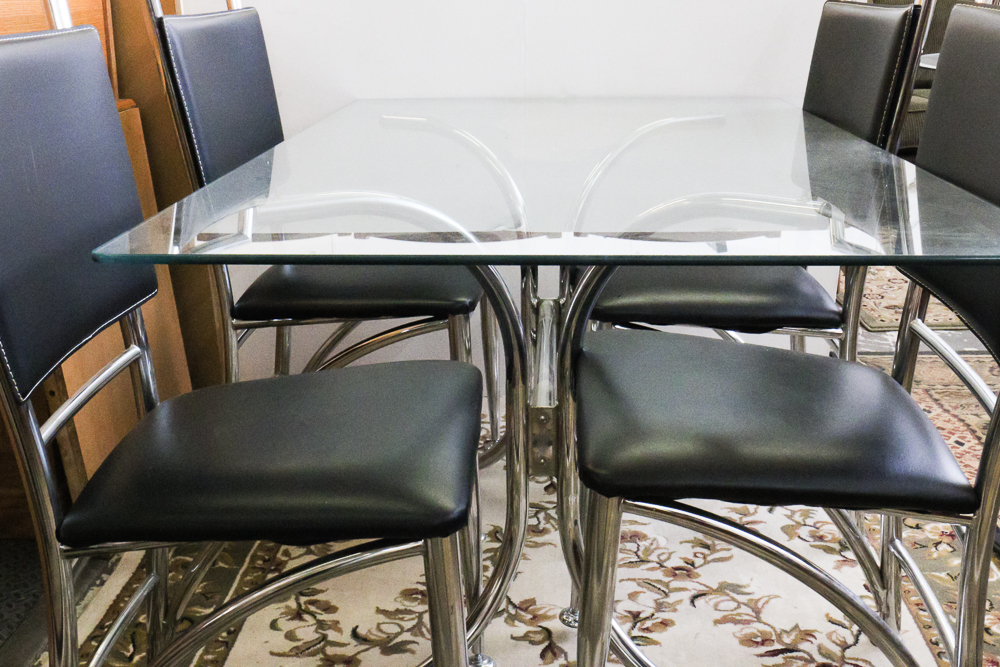 Glass Top Dining Table with Chairs