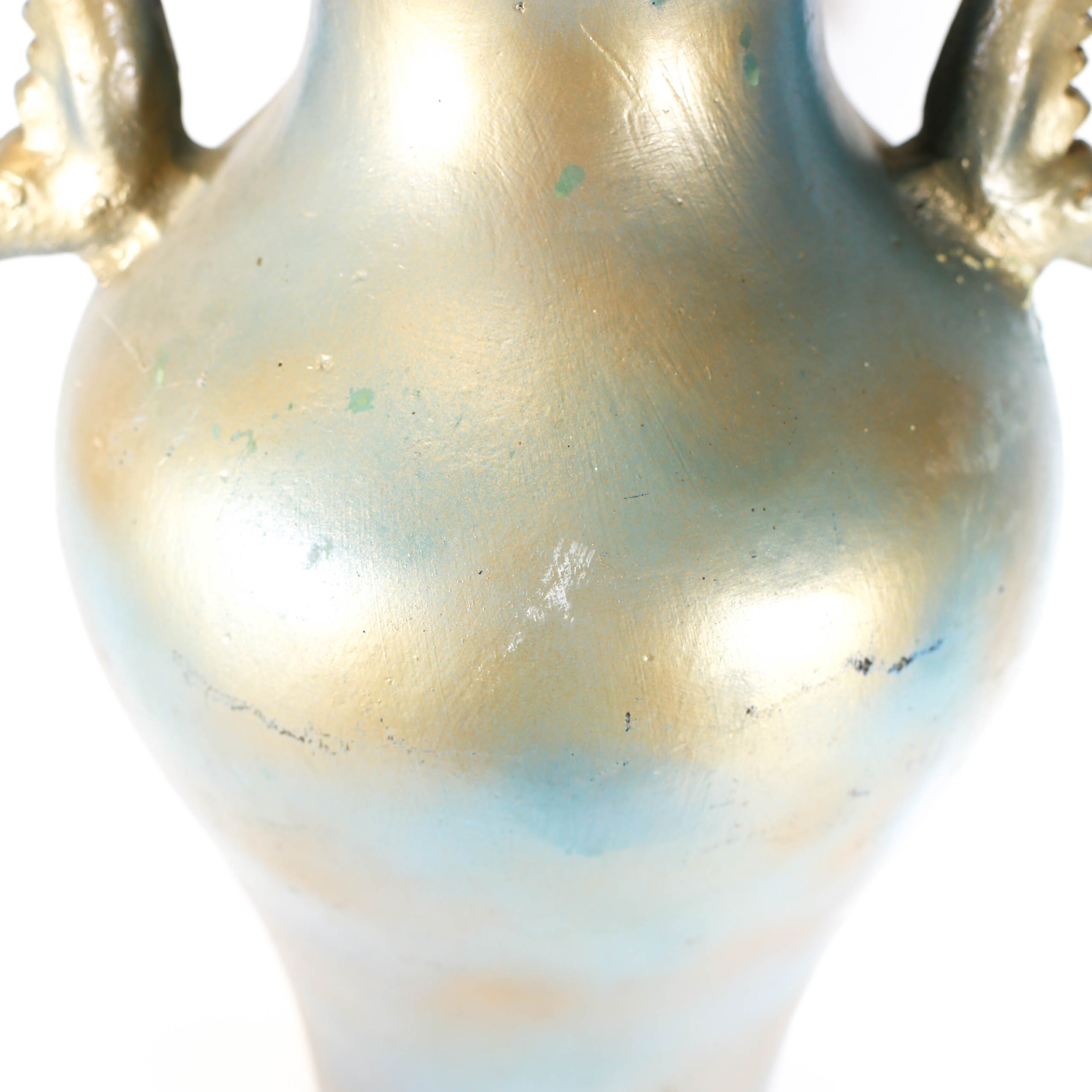 Vintage Metalic Teal and Gold Vessel