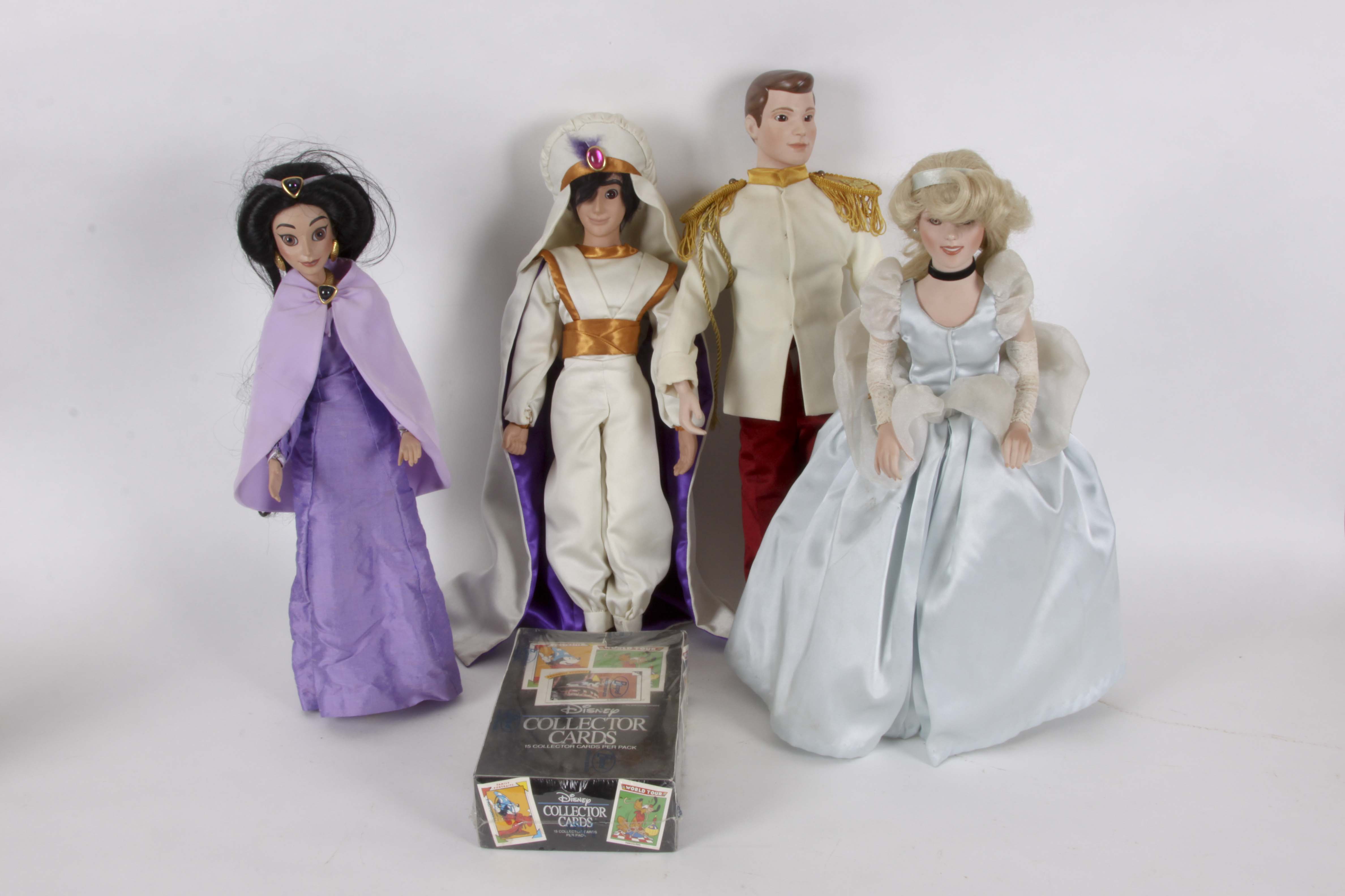 Disney Dolls from "Aladdin" and "Cinderella" with Collector Cards Set