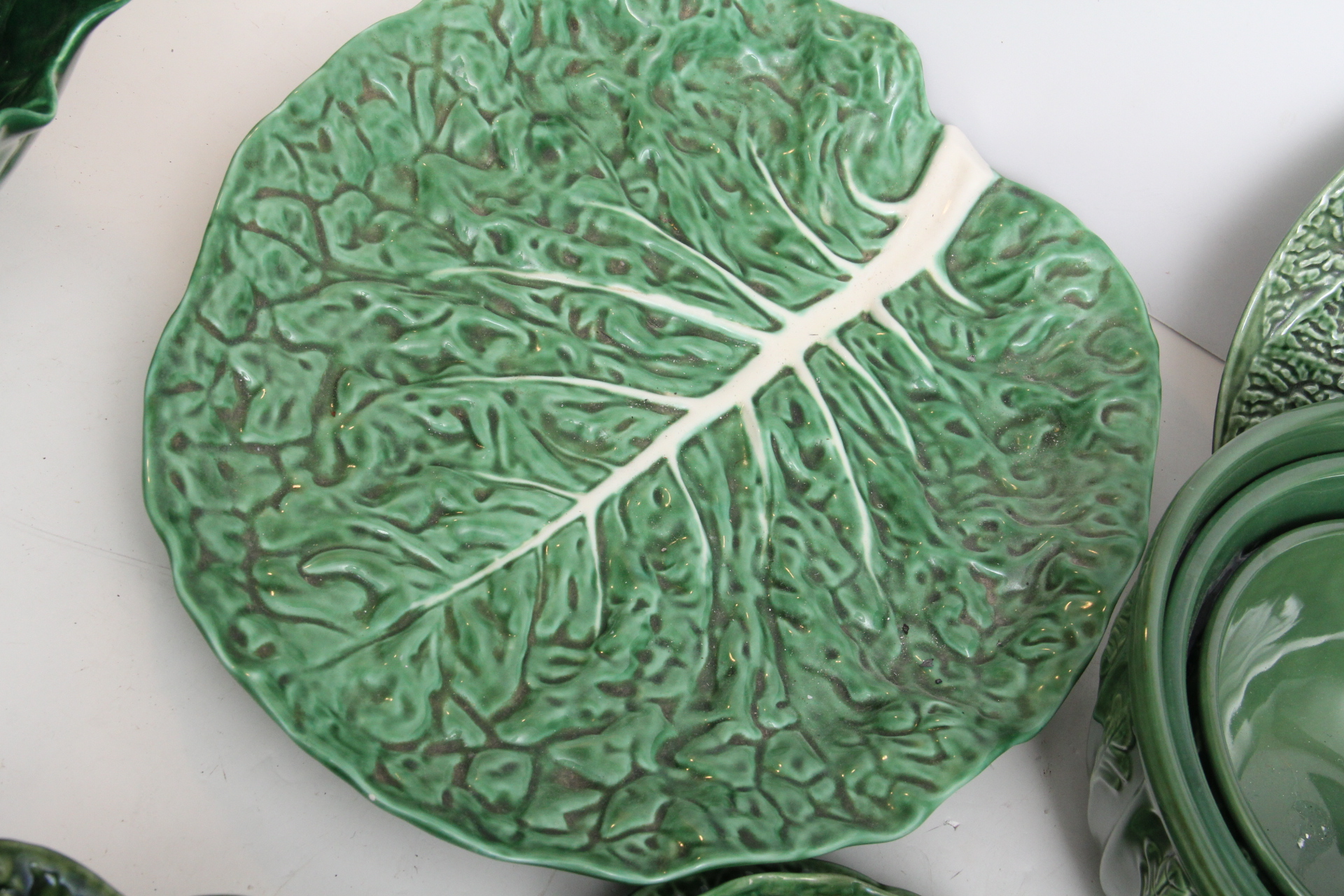 Generous Grouping of Dark Green Vegetable Motif Serving Pieces