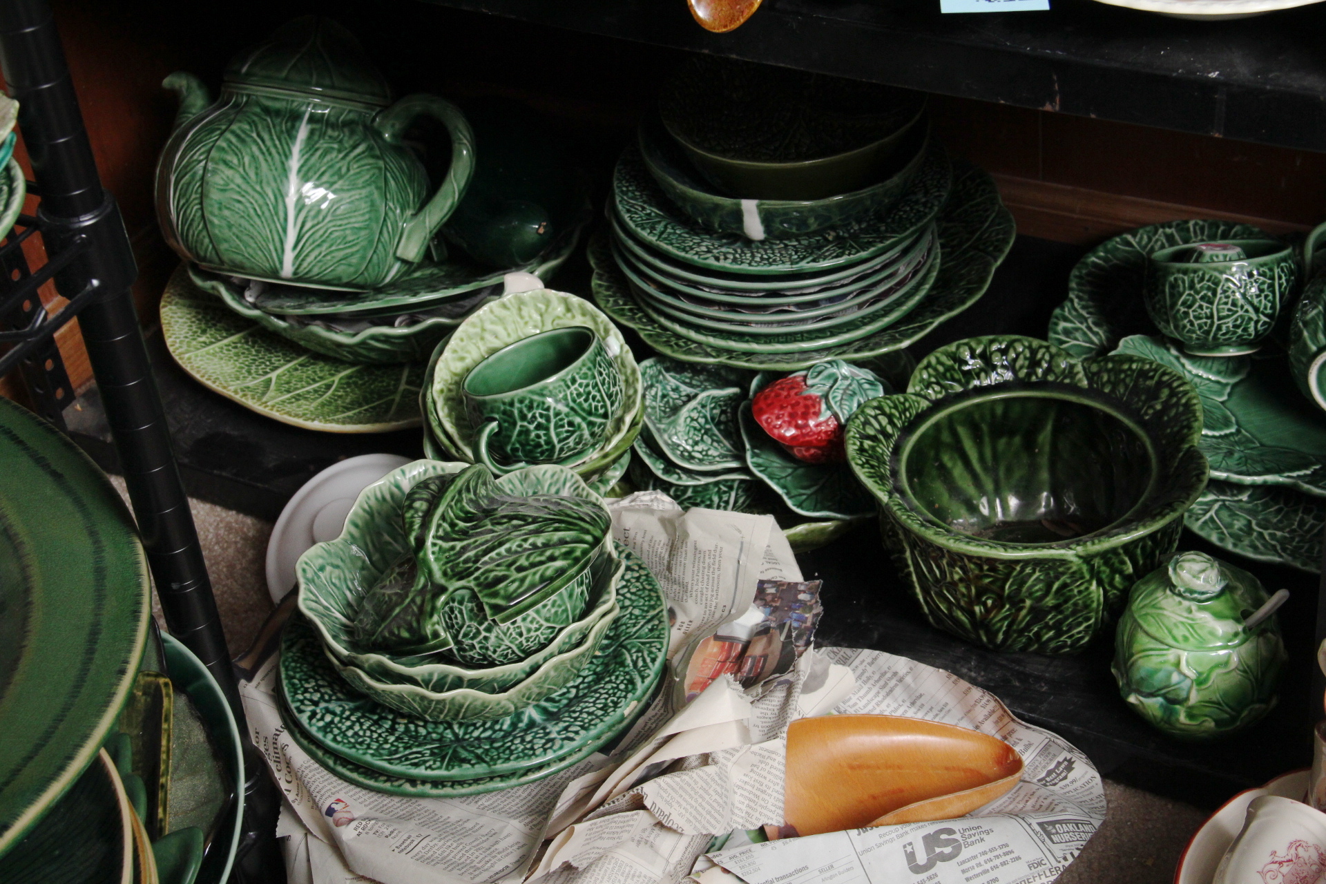 Generous Grouping of Dark Green Vegetable Motif Serving Pieces