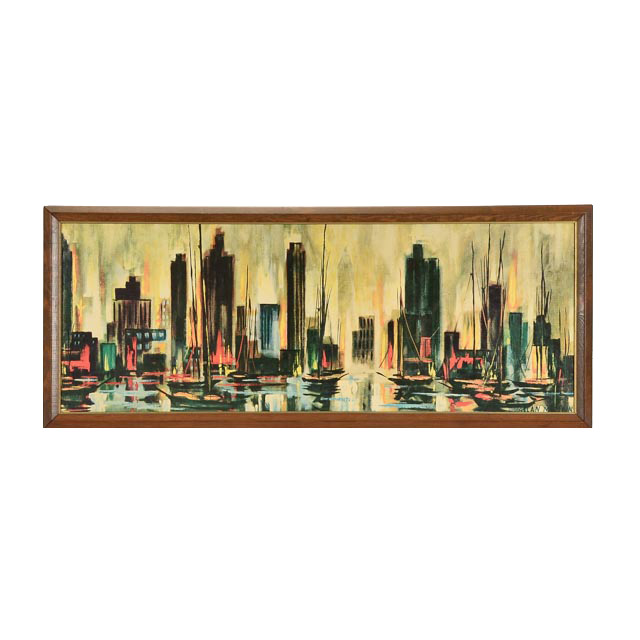 Allan McClain Metropolitan Harbor 1950s Print