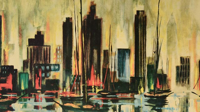 Allan McClain Metropolitan Harbor 1950s Print