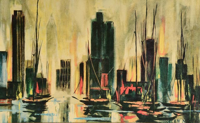 Allan McClain Metropolitan Harbor 1950s Print