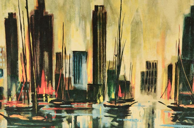 Allan McClain Metropolitan Harbor 1950s Print
