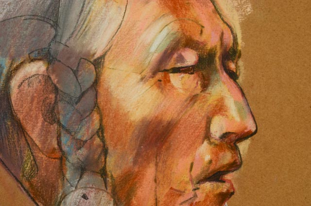 Lewis Cisle Original Pastel on Paper Drawing "Miami Chief"