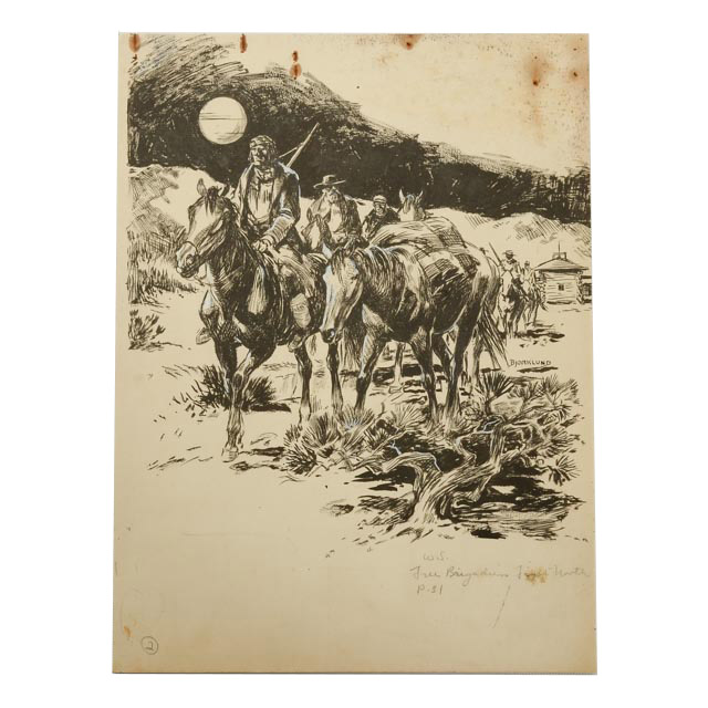 Lorence F. Bjorklund Pen & Ink Drawing "Free Brigadiers Flight North"