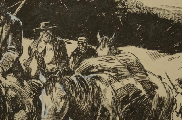 Lorence F. Bjorklund Pen & Ink Drawing "Free Brigadiers Flight North"