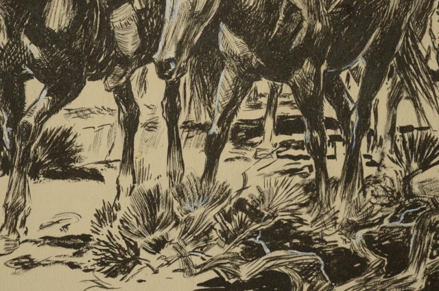 Lorence F. Bjorklund Pen & Ink Drawing "Free Brigadiers Flight North"