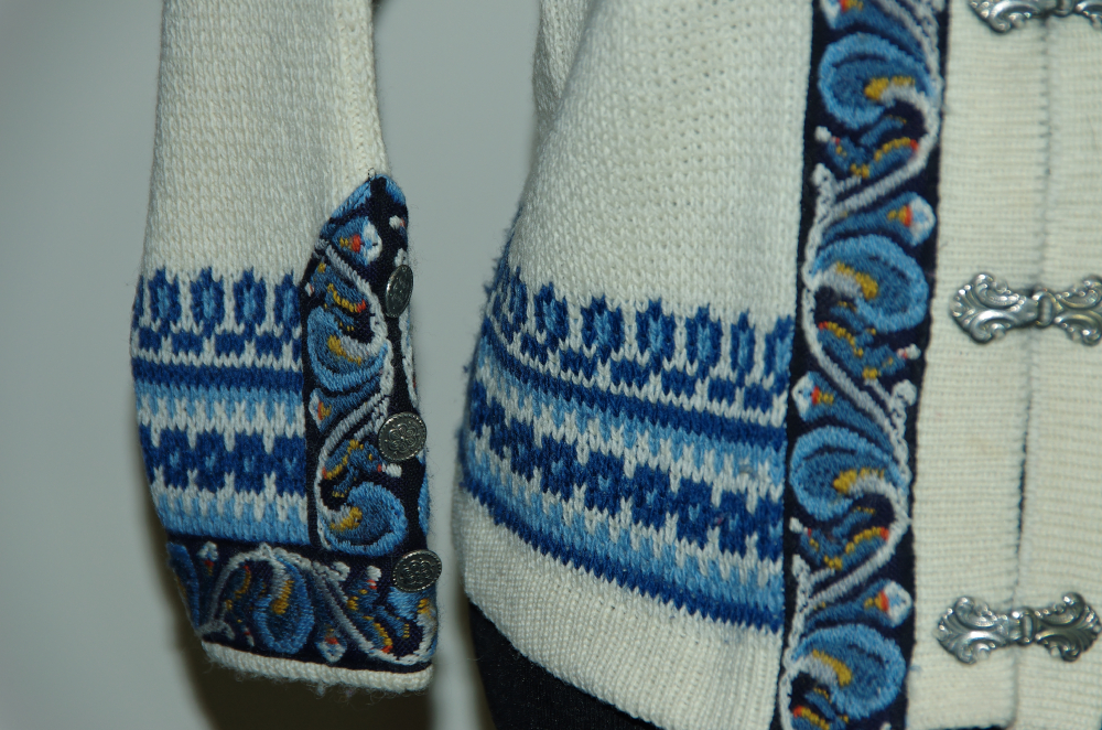 Intricate Hand Knit Blue Wool Sweater from Nordstrikk's of Norway