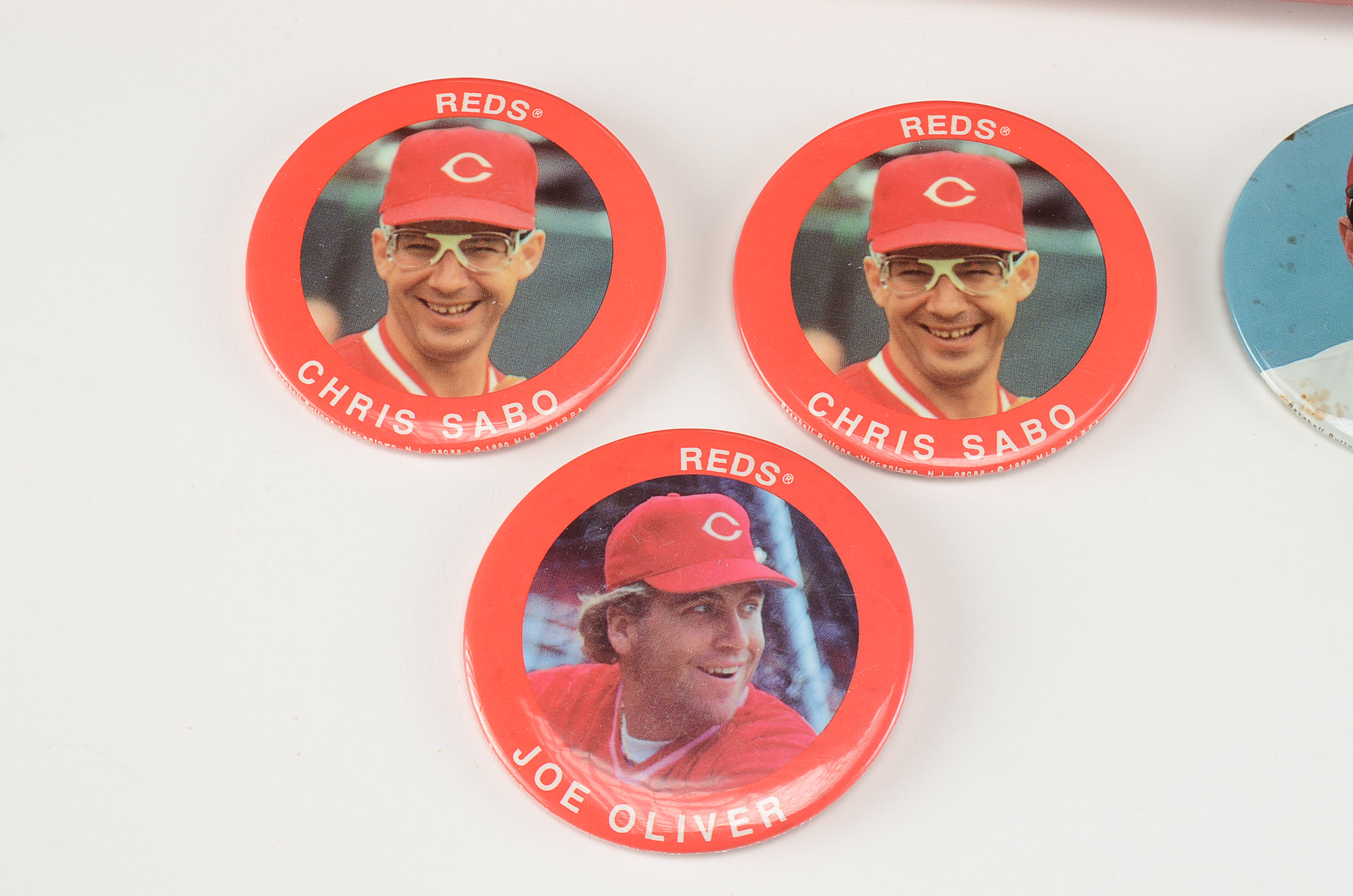 Morris, Armstrong Signed Baseballs, Photo Pins And '90 Mini Bat