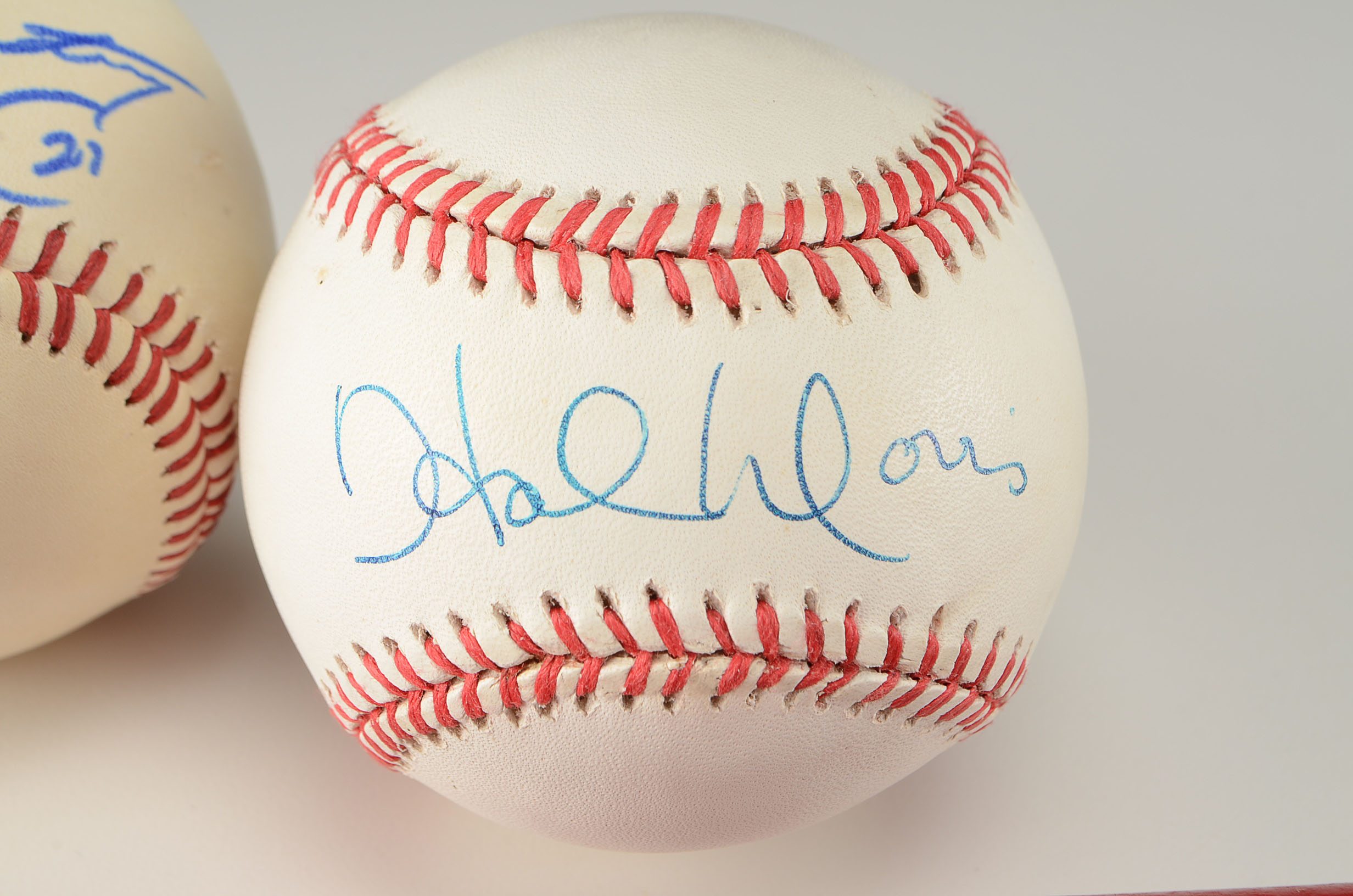 Morris, Armstrong Signed Baseballs, Photo Pins And '90 Mini Bat