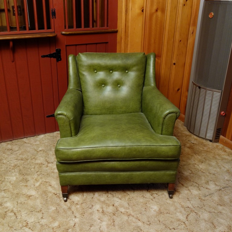 Mid Century Green Vinyl Arm Chair