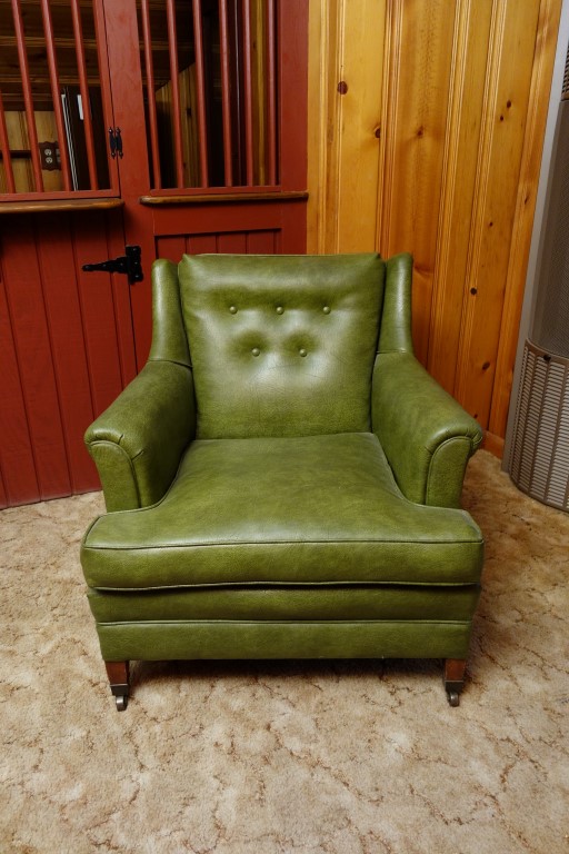 Mid Century Green Vinyl Arm Chair