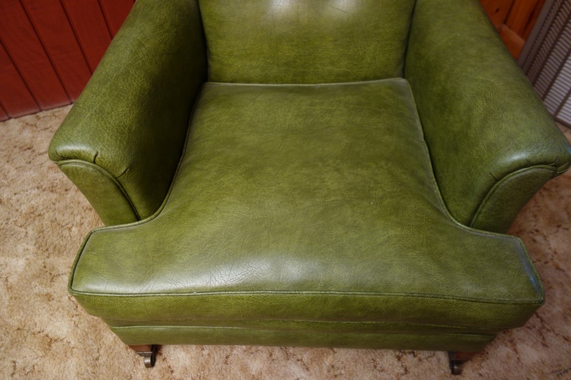 Mid Century Green Vinyl Arm Chair