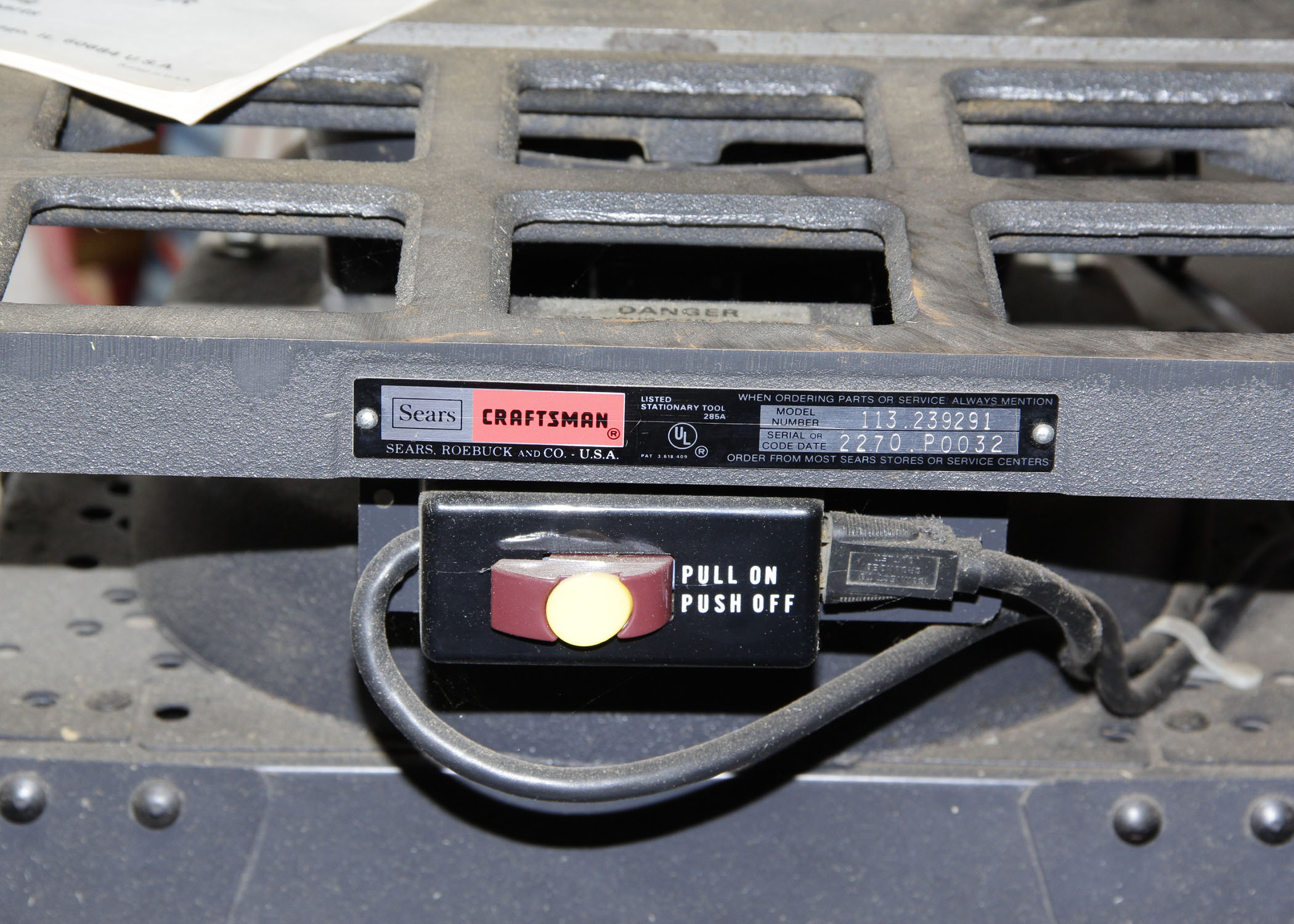 Sears Craftsman Wood Shaper Table with Motor