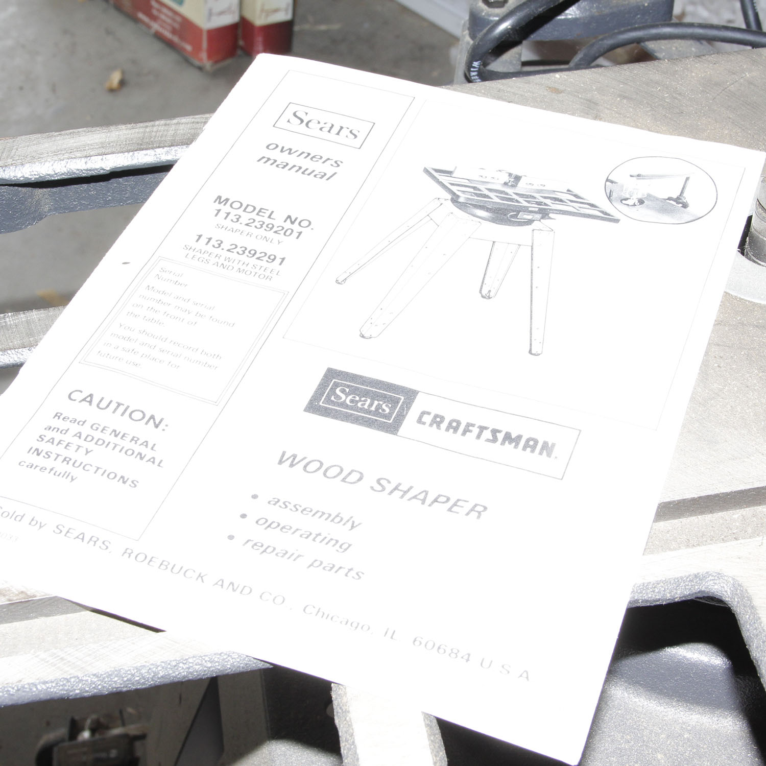 Sears Craftsman Wood Shaper Table with Motor