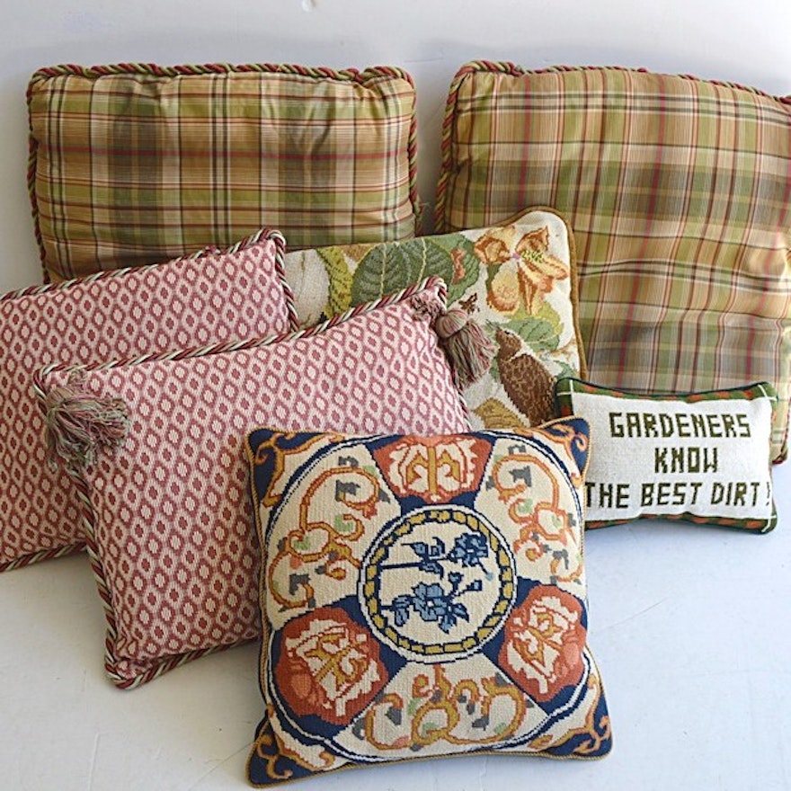 Designer Pillow Group, with Two Hand StitchedNeedlepoint Pillows