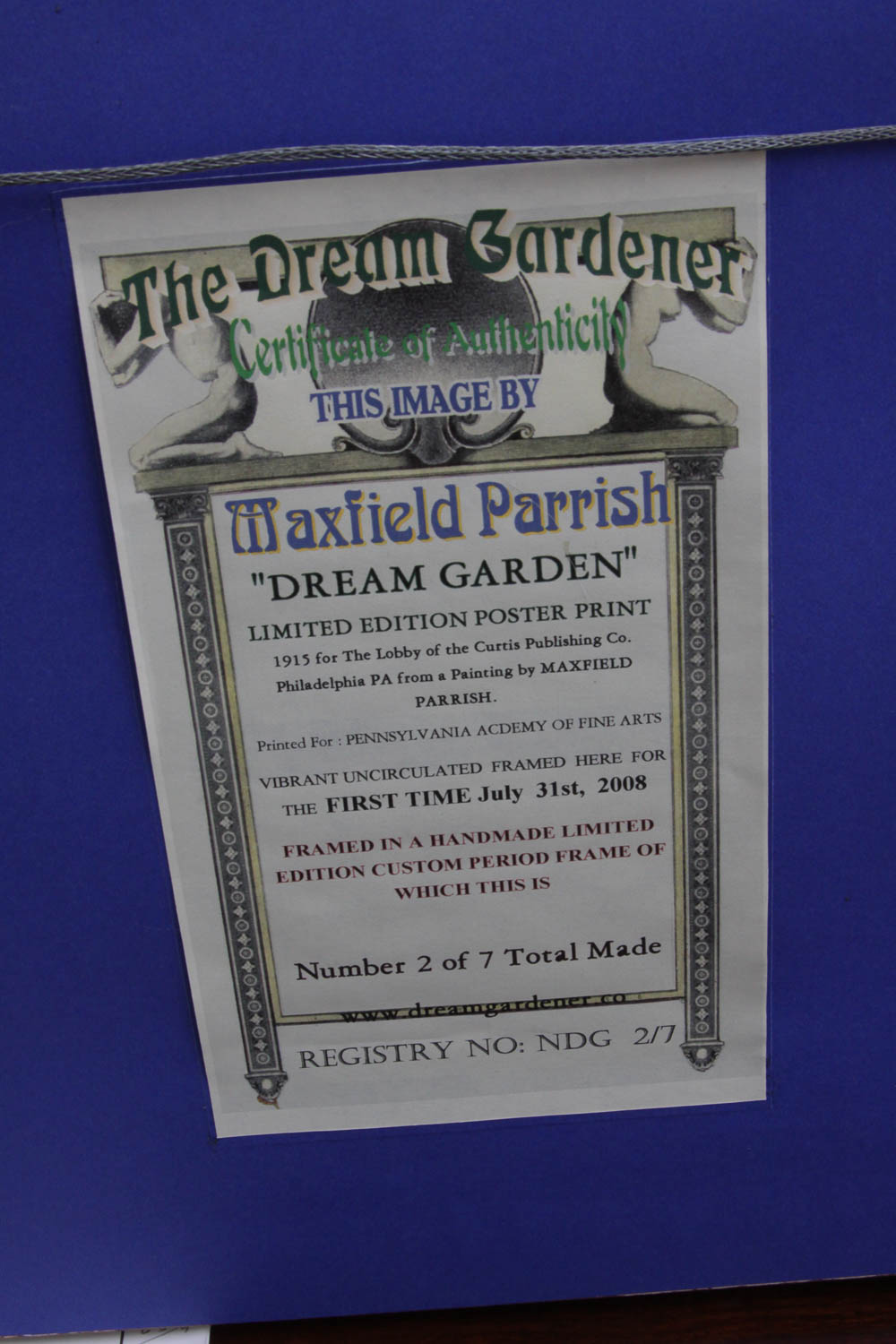 Vintage Maxfield Parrish Print in Handmade Frame