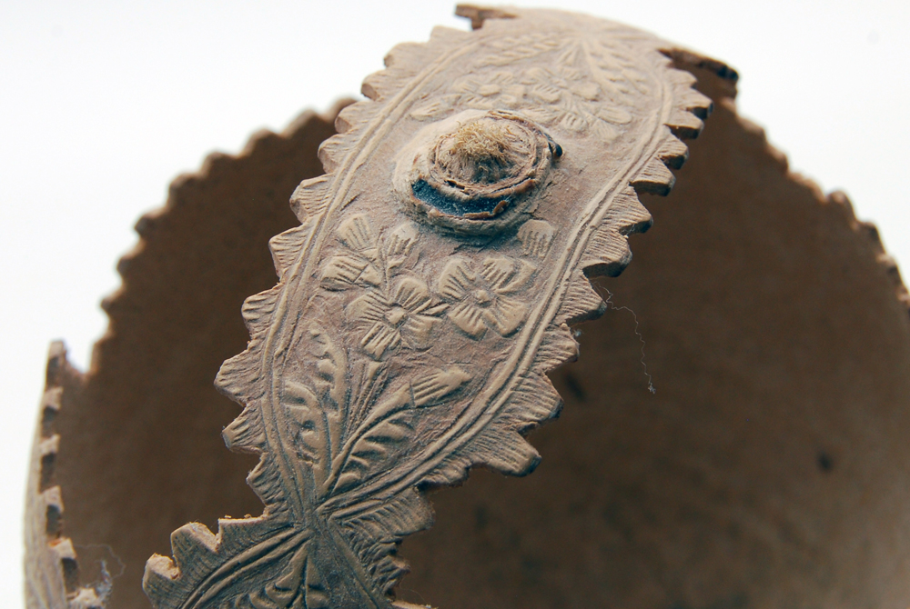 Diminutive Thin Wooden Carved Egg Basket