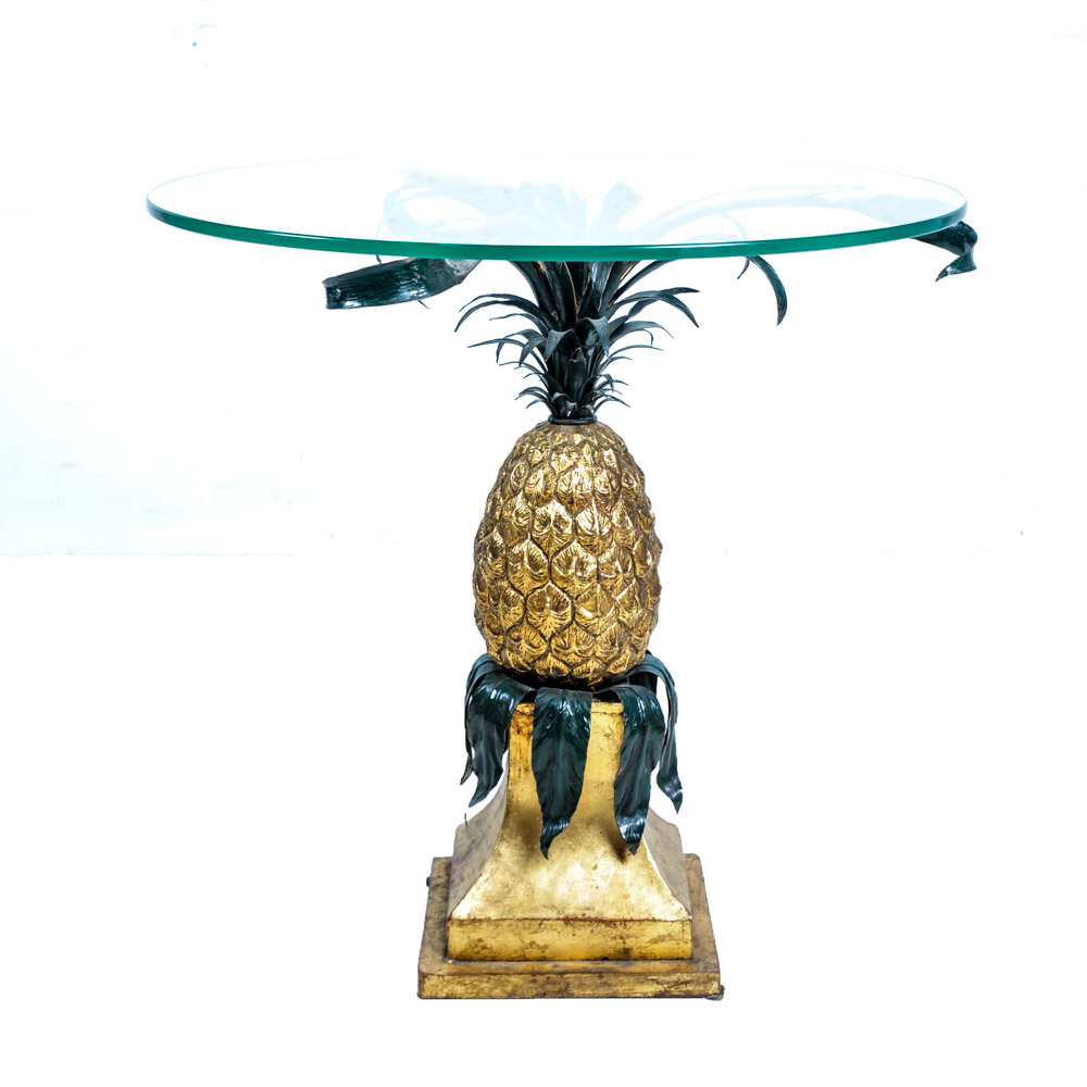 Glass Top Pineapple Base Table