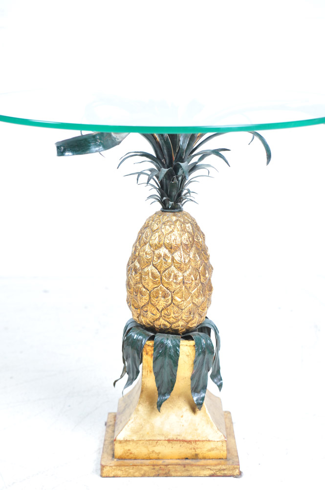Glass Top Pineapple Base Table
