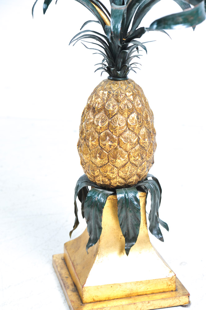 Glass Top Pineapple Base Table