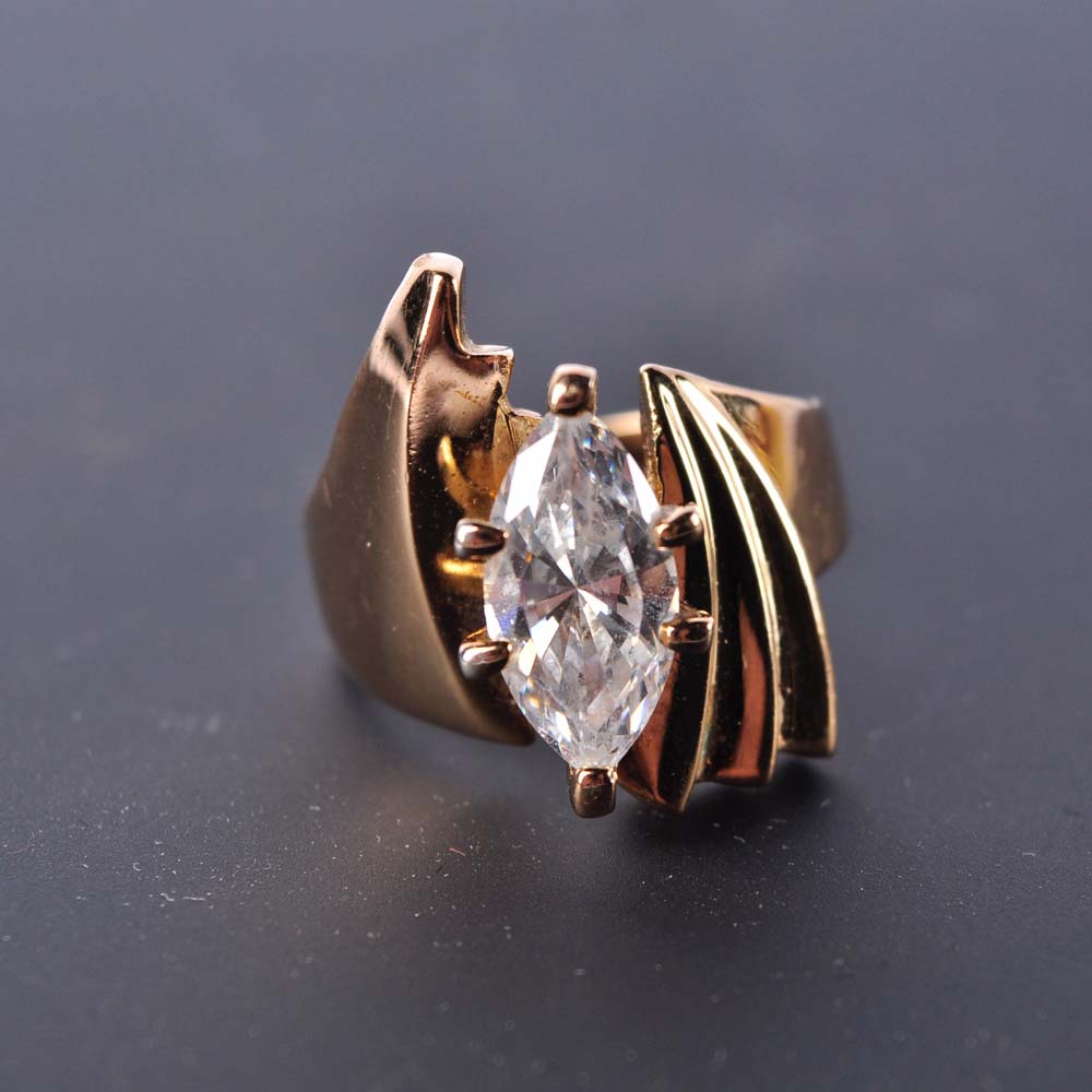 18 Kt Gold Electroplated Cubic Zirconia Ring